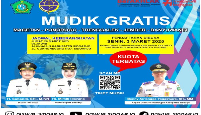 Jelang Hari Raya Pemkab Sidoarjo Buka Pendaftaran Mudik Gratis