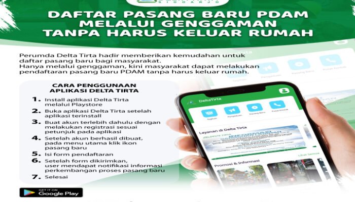 Pasang Baru PDAM Sidoarjo Mudah Kini Tinggal Klik Lewat HP
