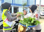 Panen Perdana, Ditlantas Polda Sulbar Bagikan 100 Paket Sayuran