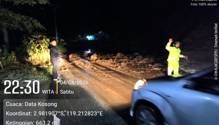 Hujan Deras Picu Longsor di Mamasa, Jalan Sempat Terganggu