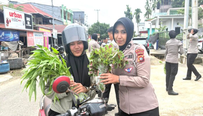 Hasil Panen Raya Ditlantas Bagikan ke Pengendara Secara Gratis