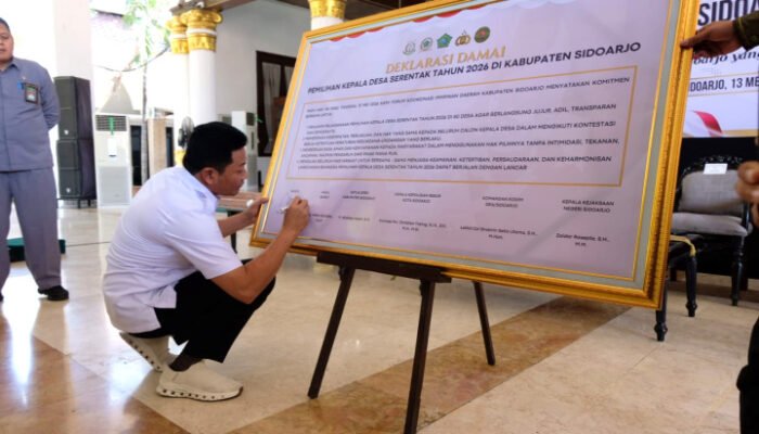 230 Cakades Sidoarjo Teken Deklarasi Damai, Jelang Pilkades