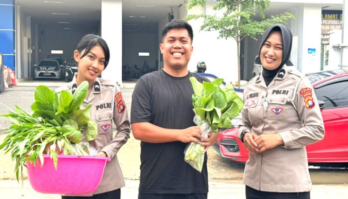 Panen Pekarangan Pangan Lestari, Ditlantas Sulbar Berbagi